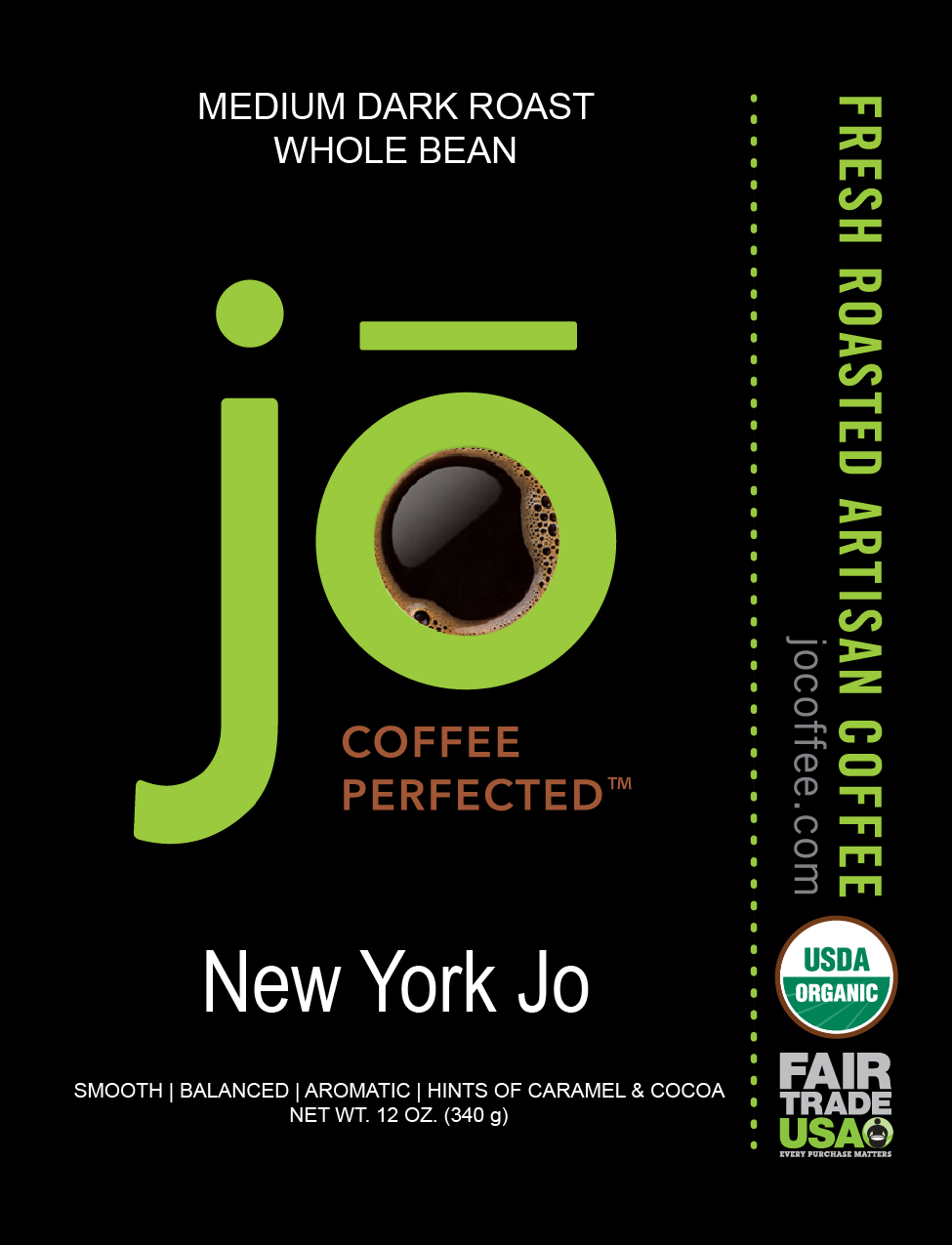 Jo Coffee Inc.: New York Jo Case Pack - 6/12 oz. Case Whole Bean